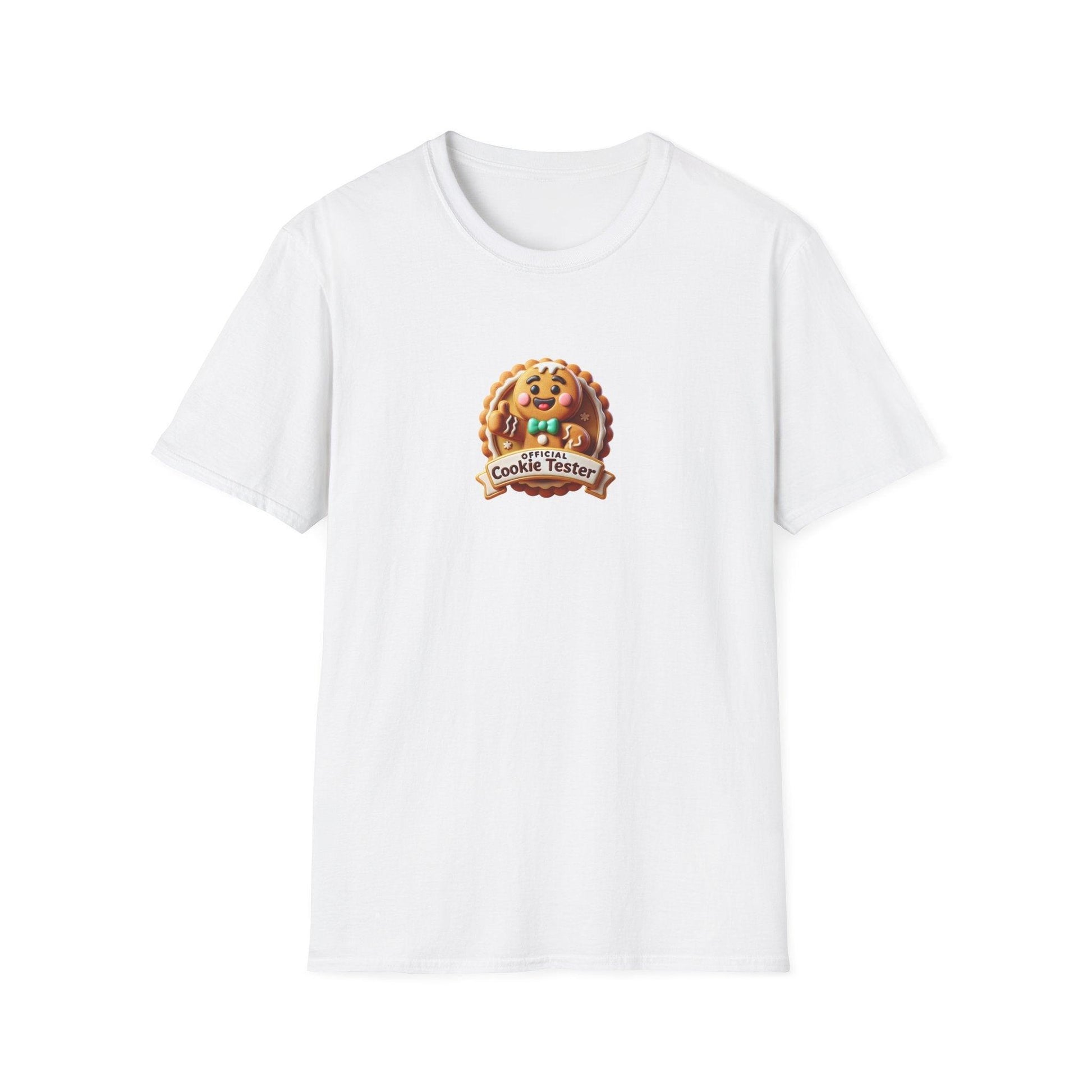Official Cookie Tester 🍪 – Fun Gingerbread Design with Peeking Gingerbread Man - Unisex Softstyle Tee - Whippie's