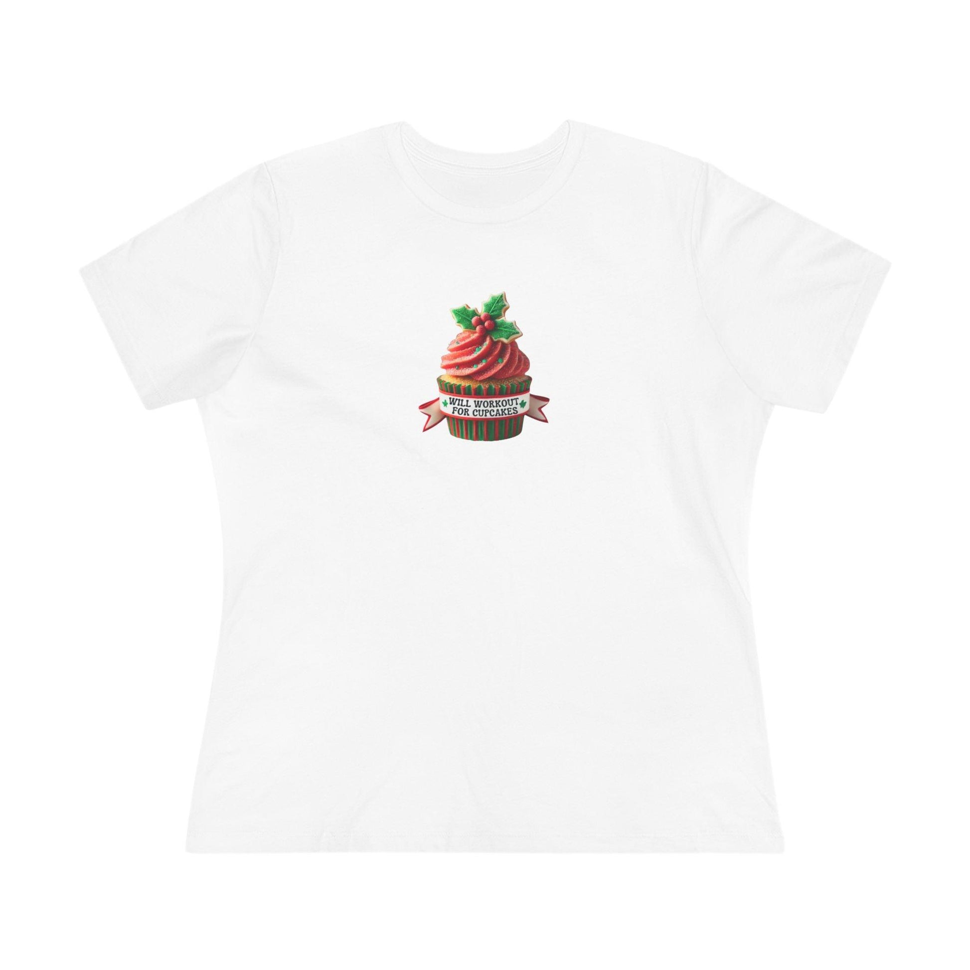 Will Workout for Cupcakes - Christmas Edition - Fuel Your Fitness! 🧁💪🎄 - Women's Softstyle Tee - Whippie's