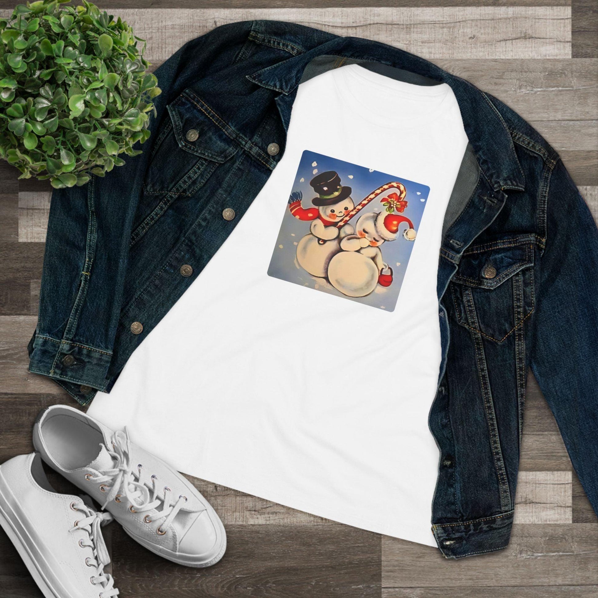 Snow Couple Mistletoe - Women's Softstyle Tee - Whippie's