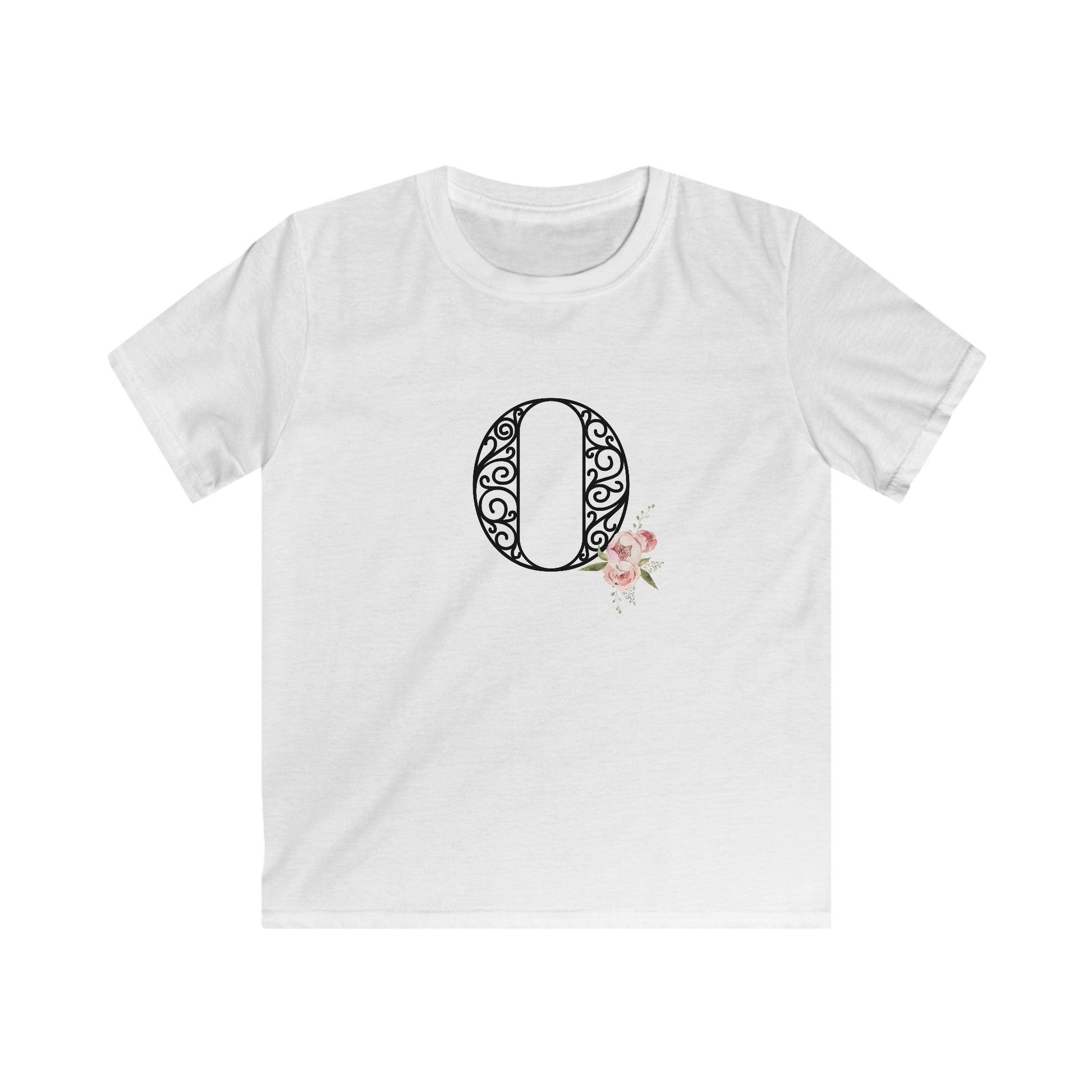 Floral Letters: Letter O - Kids Softstyle Tee - Whippie's