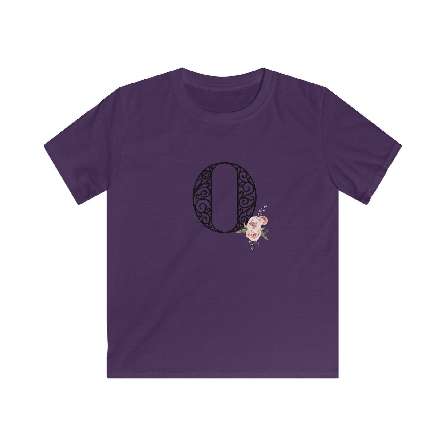 Floral Letters: Letter O - Kids Softstyle Tee - Whippie's