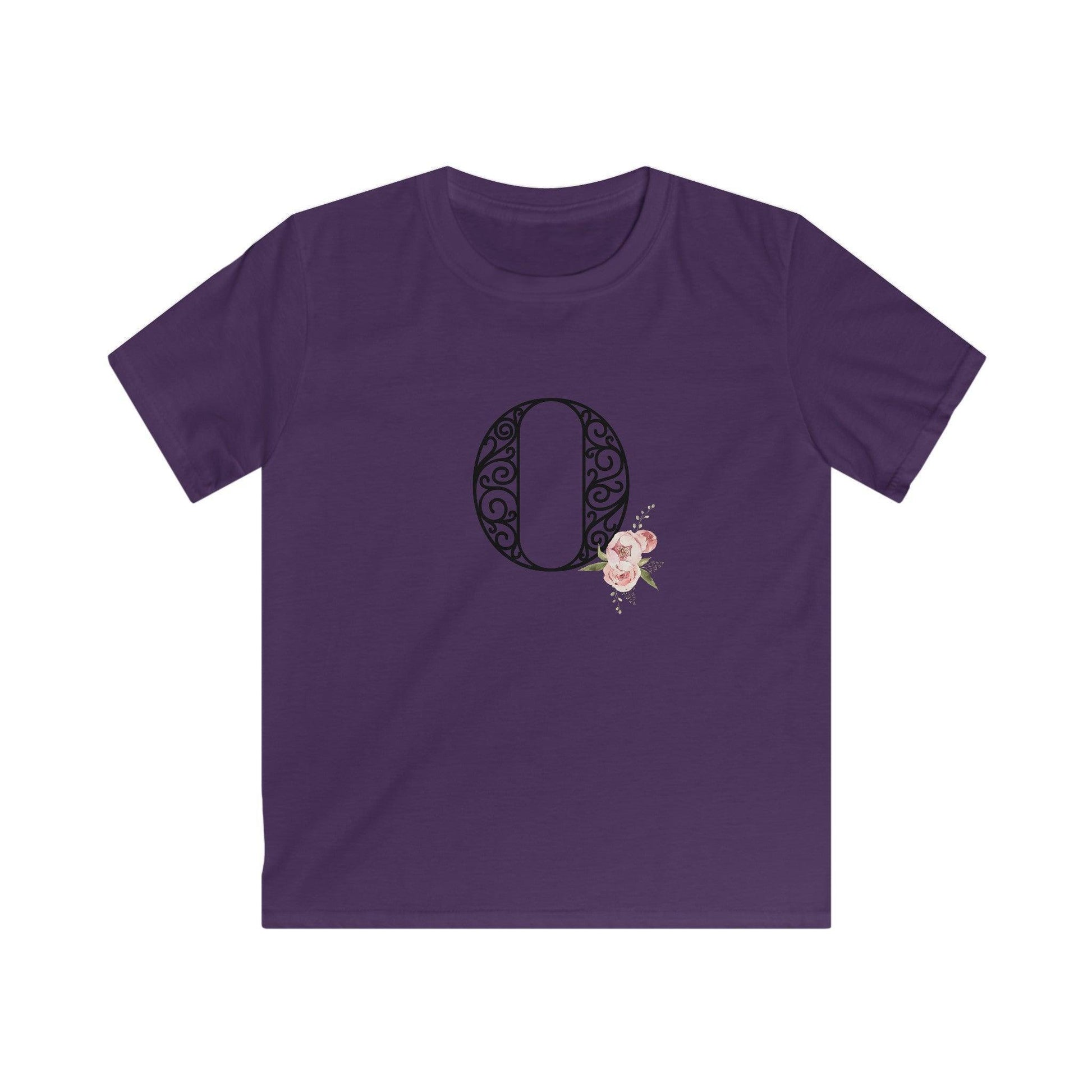 Floral Letters: Letter O - Kids Softstyle Tee - Whippie's