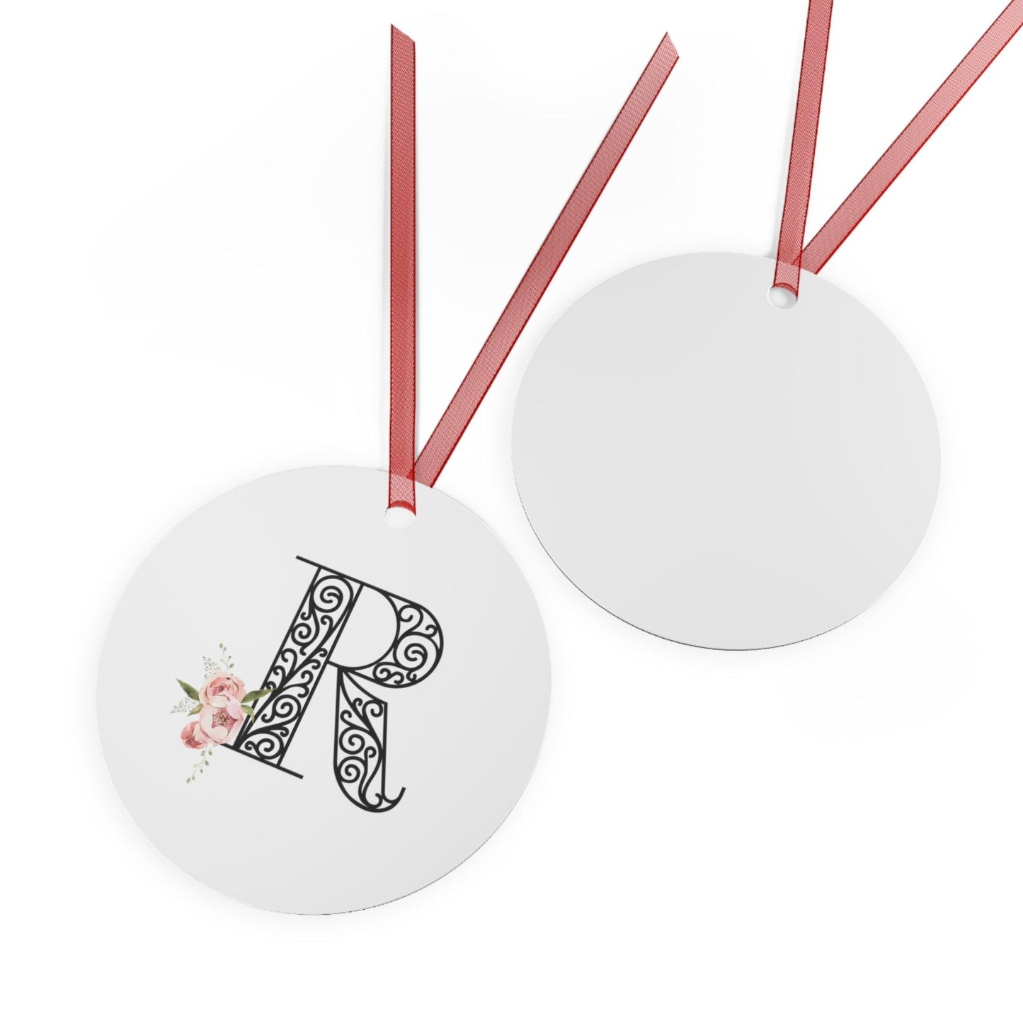 Floral Letters: Letter R - Metal Christmas Ornament - Whippie's