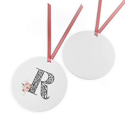 Floral Letters: Letter R - Metal Christmas Ornament - Whippie's