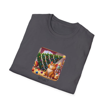 What? 🙀🎄 Feline Holiday Mischief! 😼🎁 - Unisex Softstyle T-shirt - Whippie's