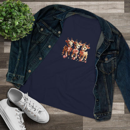 Rose Gold Reindeer Trio Christmas Decor - Women's Softstyle Tee - Whippie's