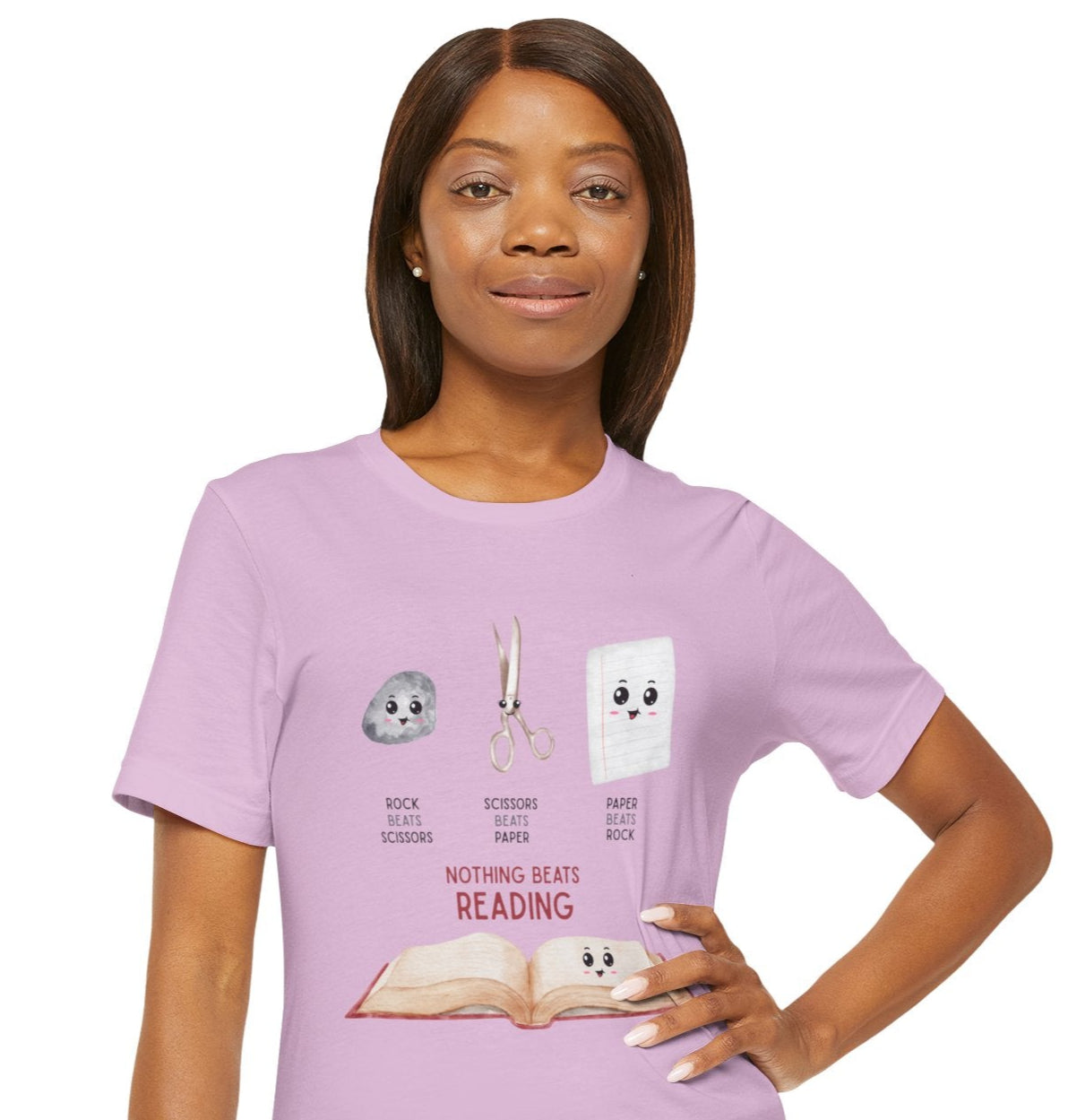 Nothing Beats Reading: Rock, Paper, Book Unisex Tee