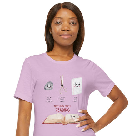 Nothing Beats Reading: Rock, Paper, Book Unisex Tee