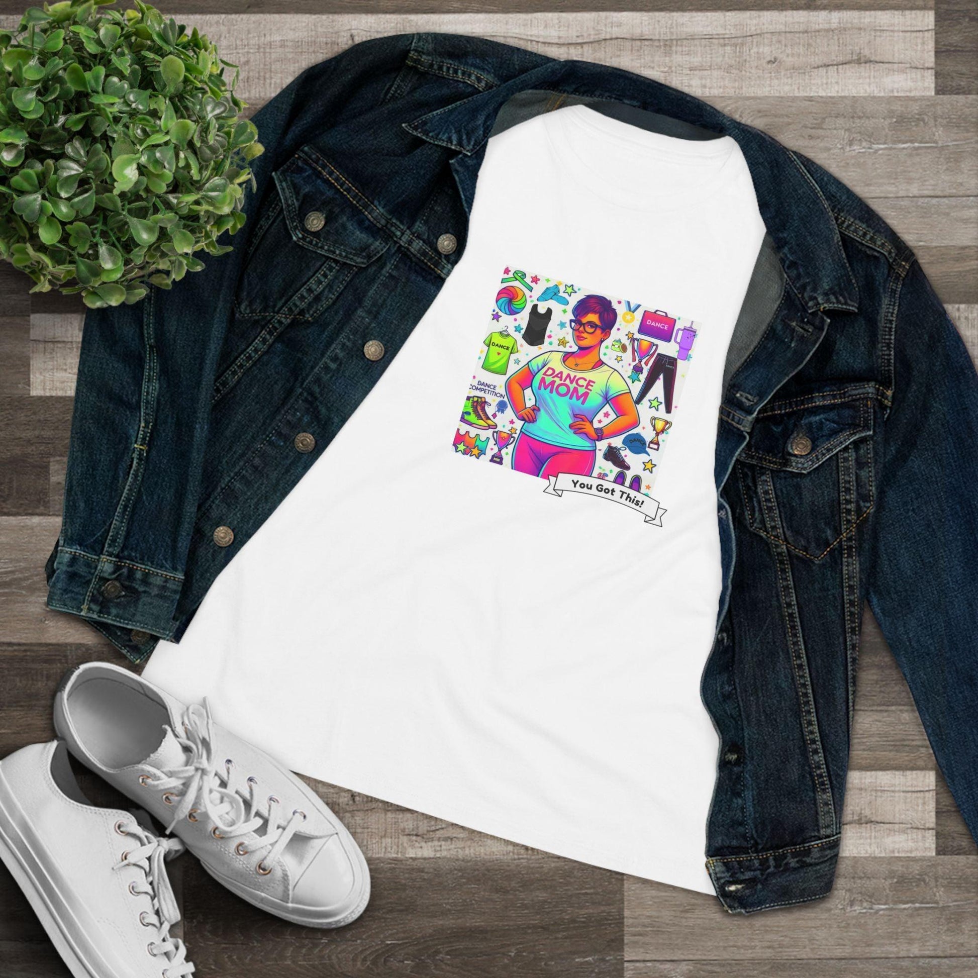 Dance Mom: "You've Got This" - Brunette with Glasses Mom - Short Hair - Boy Dancer - Women's Softsyle Tee - Whippie's