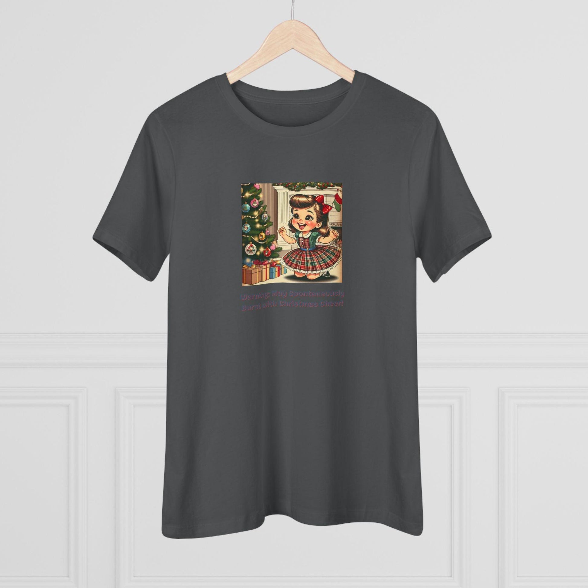 Warning: May Spontaneously Burst with Christmas Cheer! - Women's Softstyle Tee - Whippie's