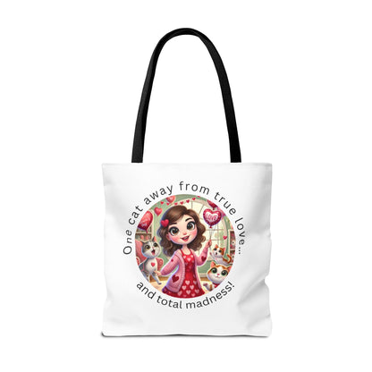 😻 One Cat Away From True Love... Tote Bag ✨ Purr-fectly practical and oh-so-stylish! - Whippie's