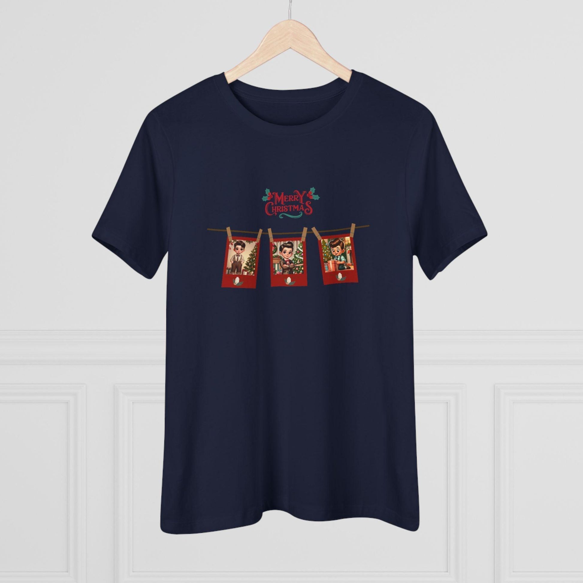 Merry Christmas - Photo Banner - Dark Hair Boys - Women's Softstyle Tee - Whippie's