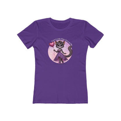 💖 Love Looks Purr-fect on Me 😻 Women's Boyfriend Tee ✨ Feline fine and ready to shine! - Whippie's