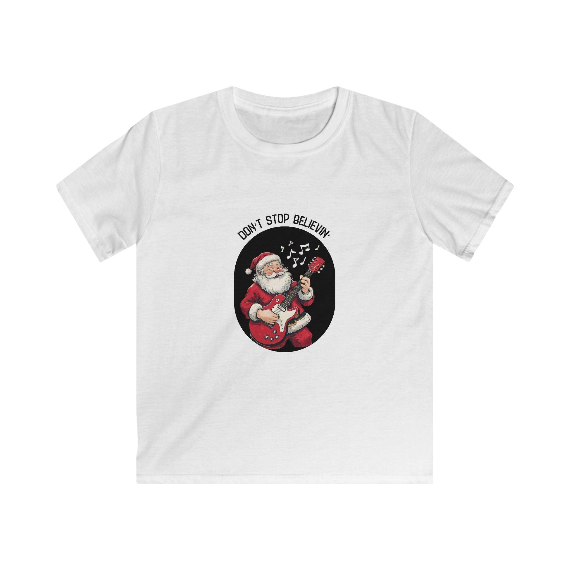 Rockin' Santa: Don't Stop Believin' in Holiday Cheer! Kids Softstyle Tee - Whippie's