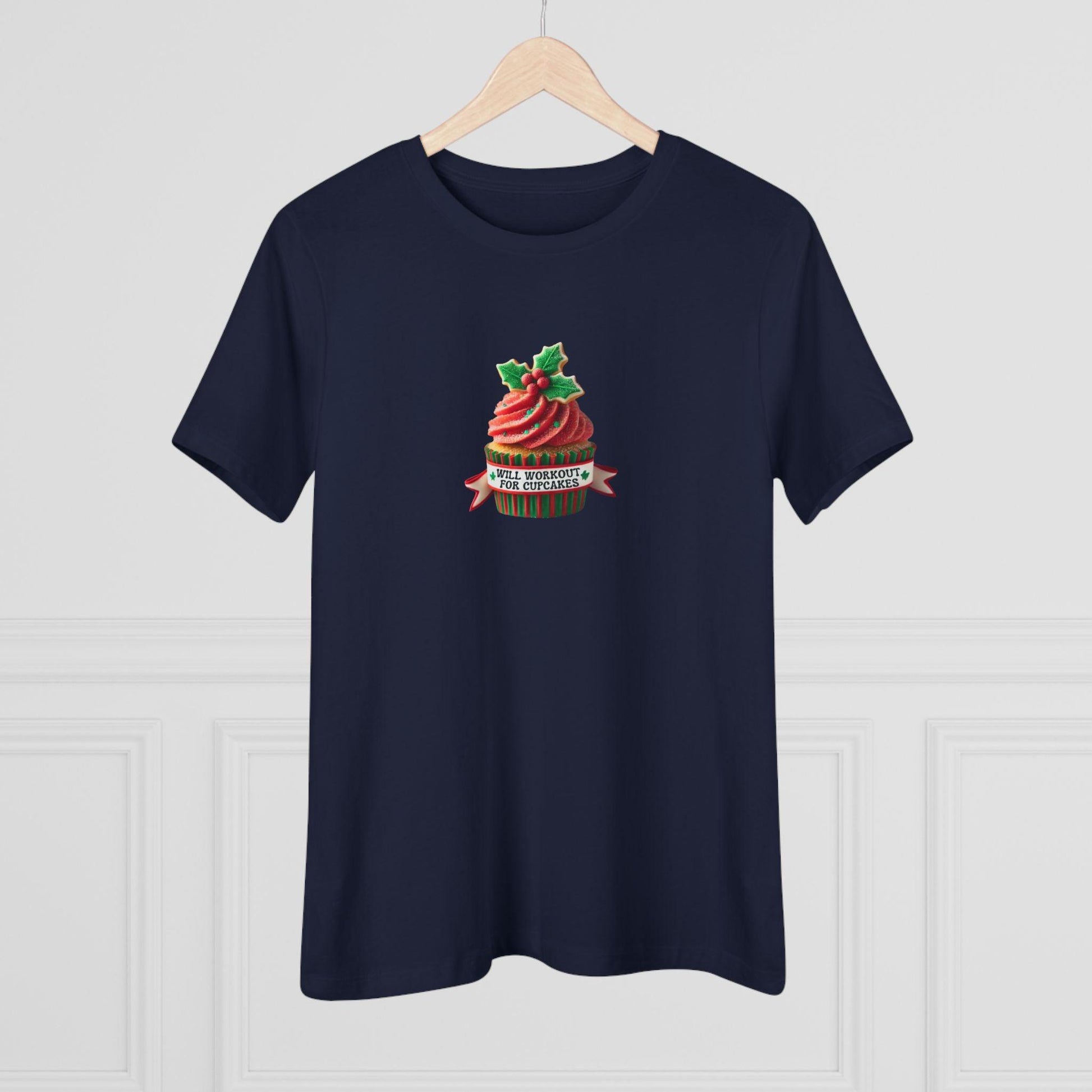 Will Workout for Cupcakes - Christmas Edition - Fuel Your Fitness! 🧁💪🎄 - Women's Softstyle Tee - Whippie's