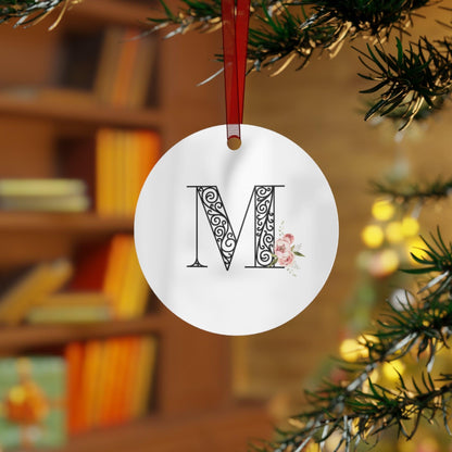 Floral Letters: Letter M - Metal Christmas Ornament - Whippie's