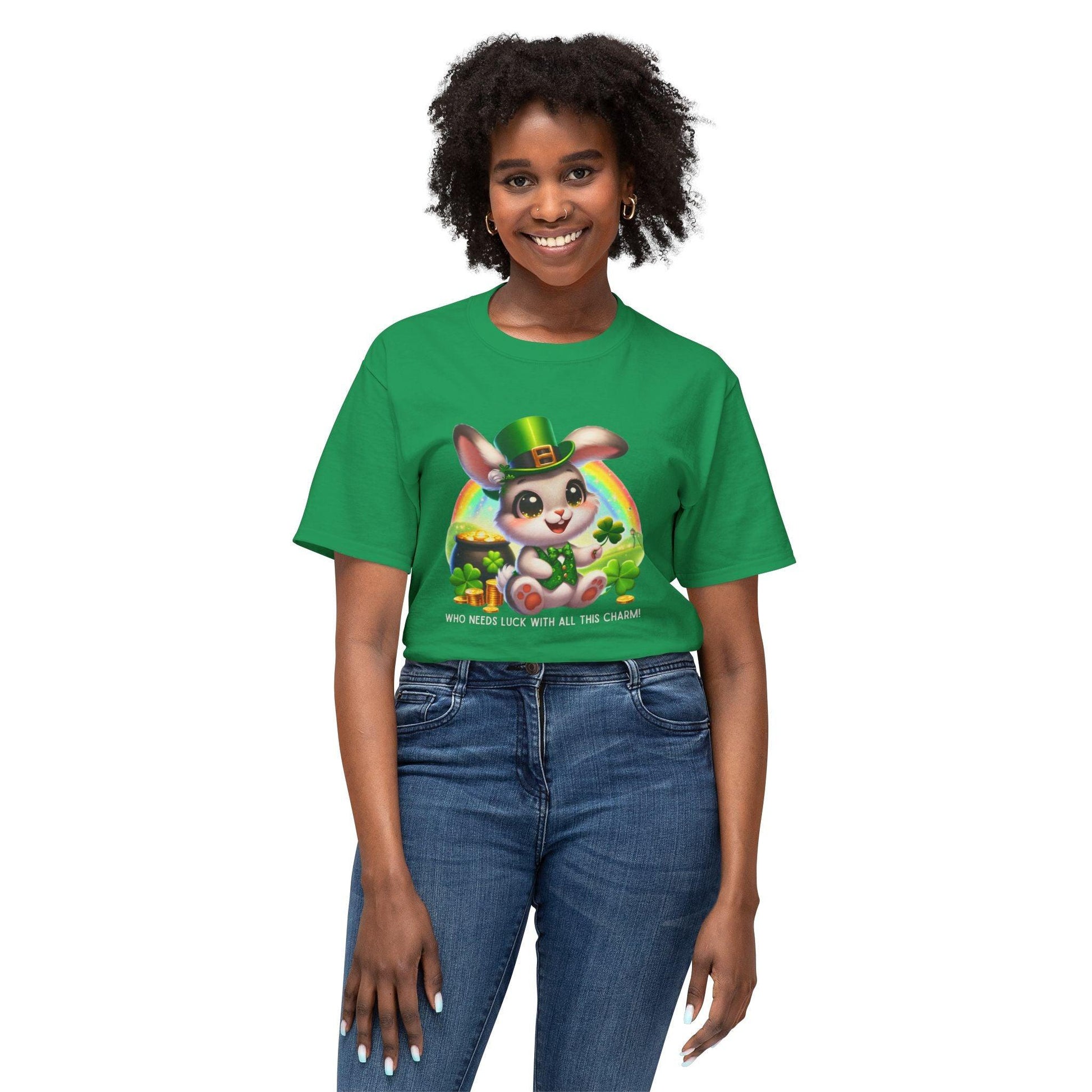 Who Needs Luck with All This Charm? Unisex HD Cotton T-Shirt - Spread Luck and Laughter! 🍀🍀 - Whippie's
