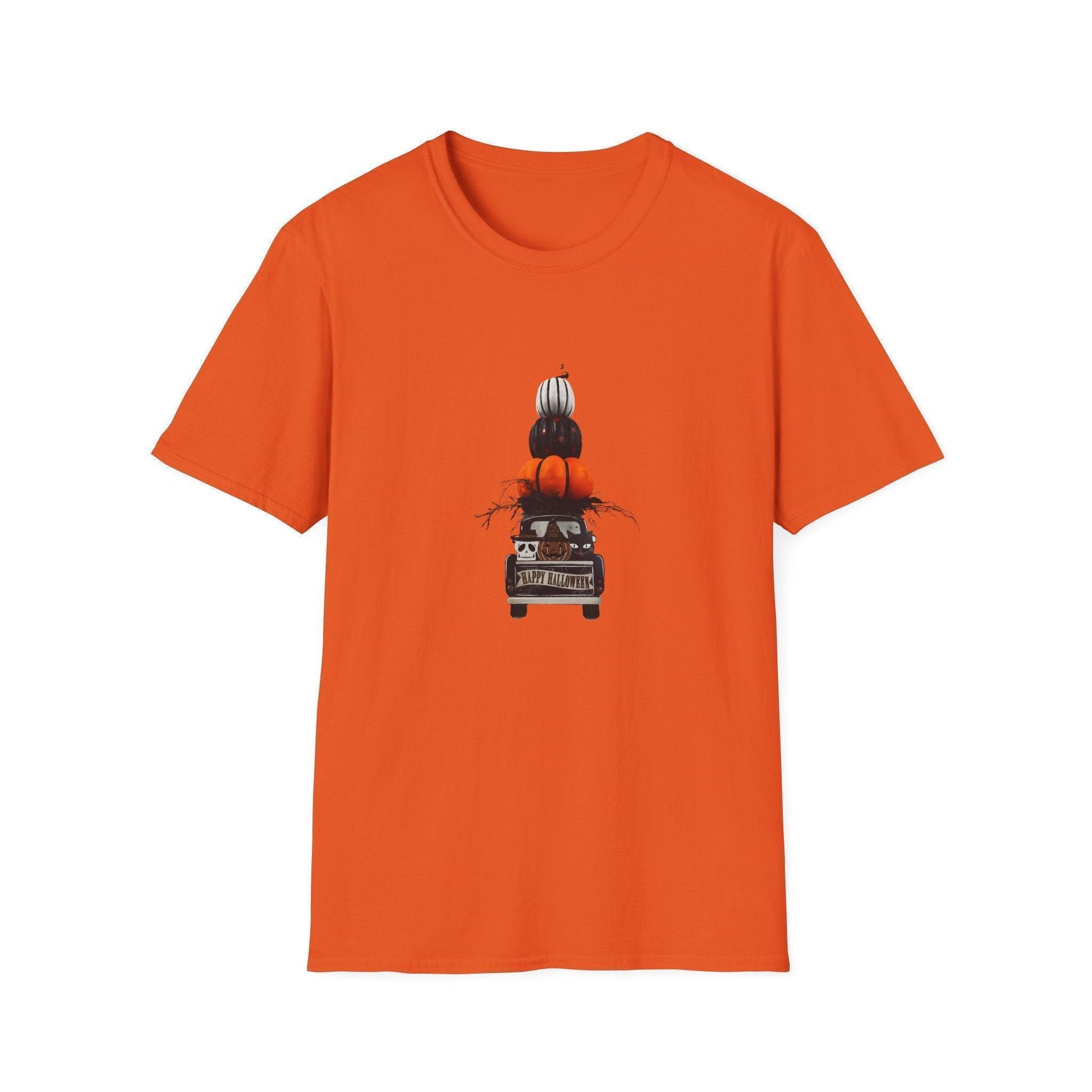 Happy Halloween! 🎃👻💀 Truckin' Treats in Style! - Unisex Softstyle T-shirt - Whippie's
