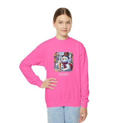 ☃️ Boujee Snowman ☕ Youth Crewneck Sweatshirt ✨ - Whippie's