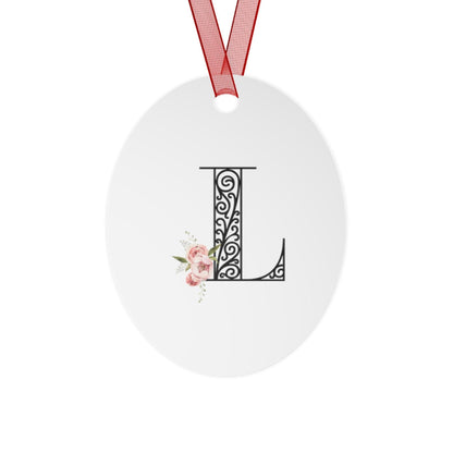 Floral Letters: Letter L - Metal Christmas Ornament - Whippie's