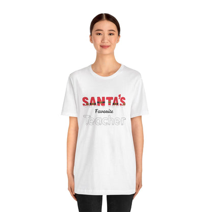 🎅 Santa's Favorite Teacher 🍎 Unisex Jersey Tee ✨ - Whippie's