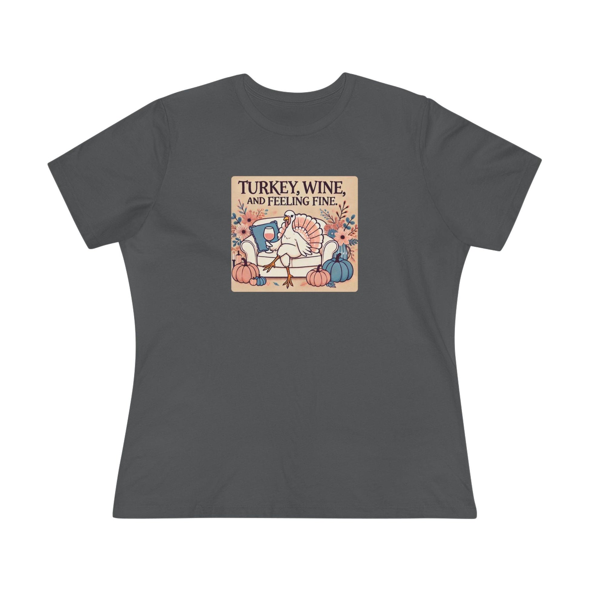 Turkey, Wine, Feeling Fine - Cheers to Thanksgiving! 🦃🍷 - Women's Softstyle Tee - Whippie's