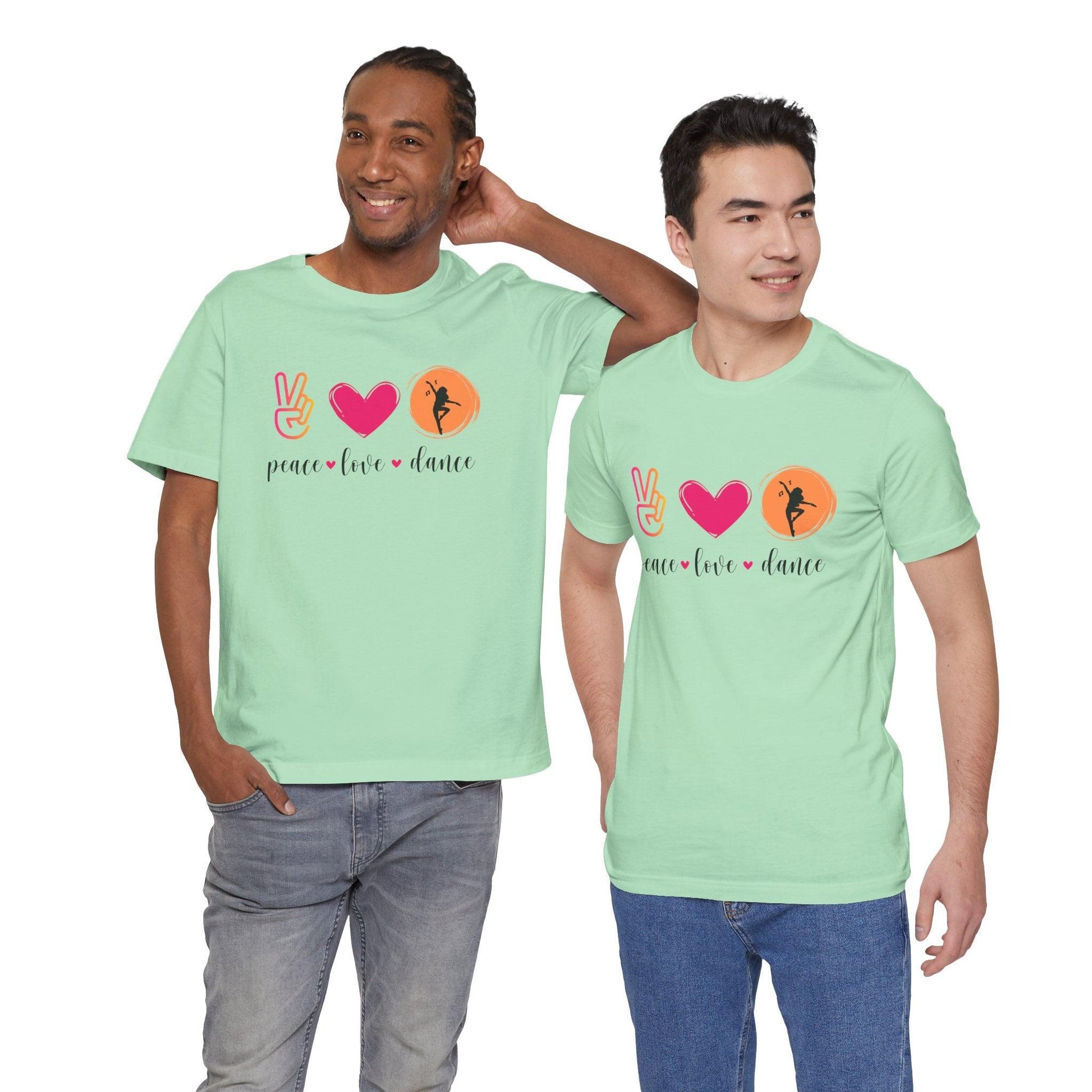 Peace, Love & Dance Unisex Jersey Tee - ✌️❤️💃 Express Yourself Through Movement! 💃❤️✌️ - Whippie's