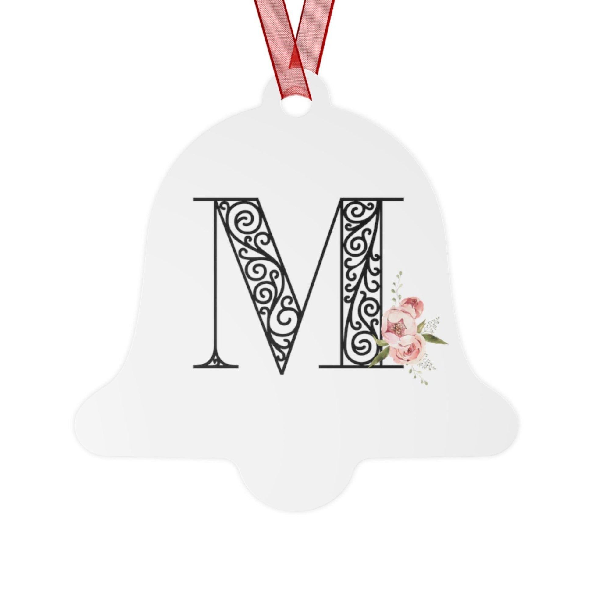 Floral Letters: Letter M - Metal Christmas Ornament - Whippie's