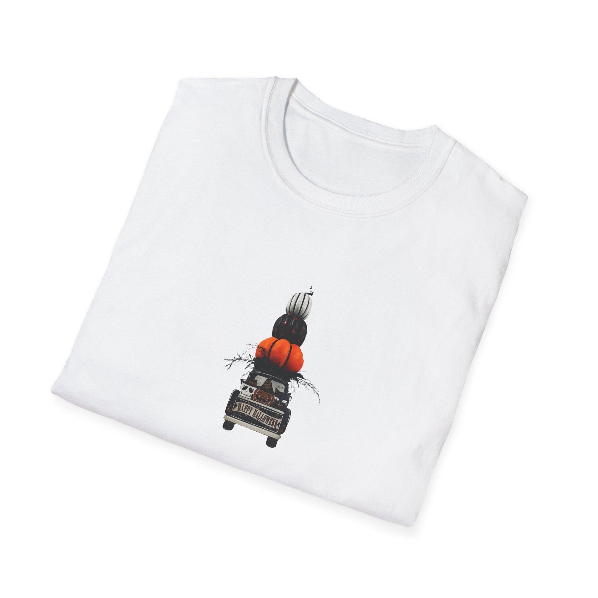 Happy Halloween! 🎃👻💀 Truckin' Treats in Style! - Unisex Softstyle T-shirt - Whippie's