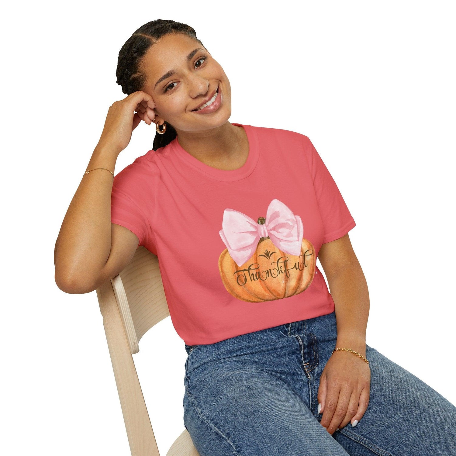Thankful Pumpkin - A Heart Full of Gratitude! 🧡🎀 Unisex Tee - Whippie's
