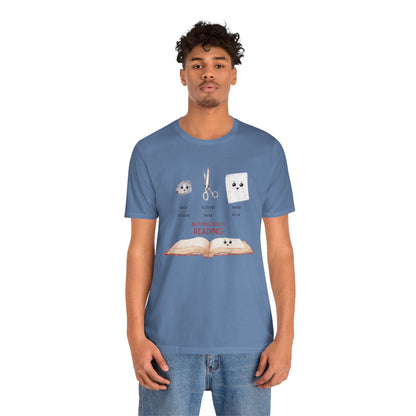 Nothing Beats Reading: Rock, Paper, Book Unisex Tee