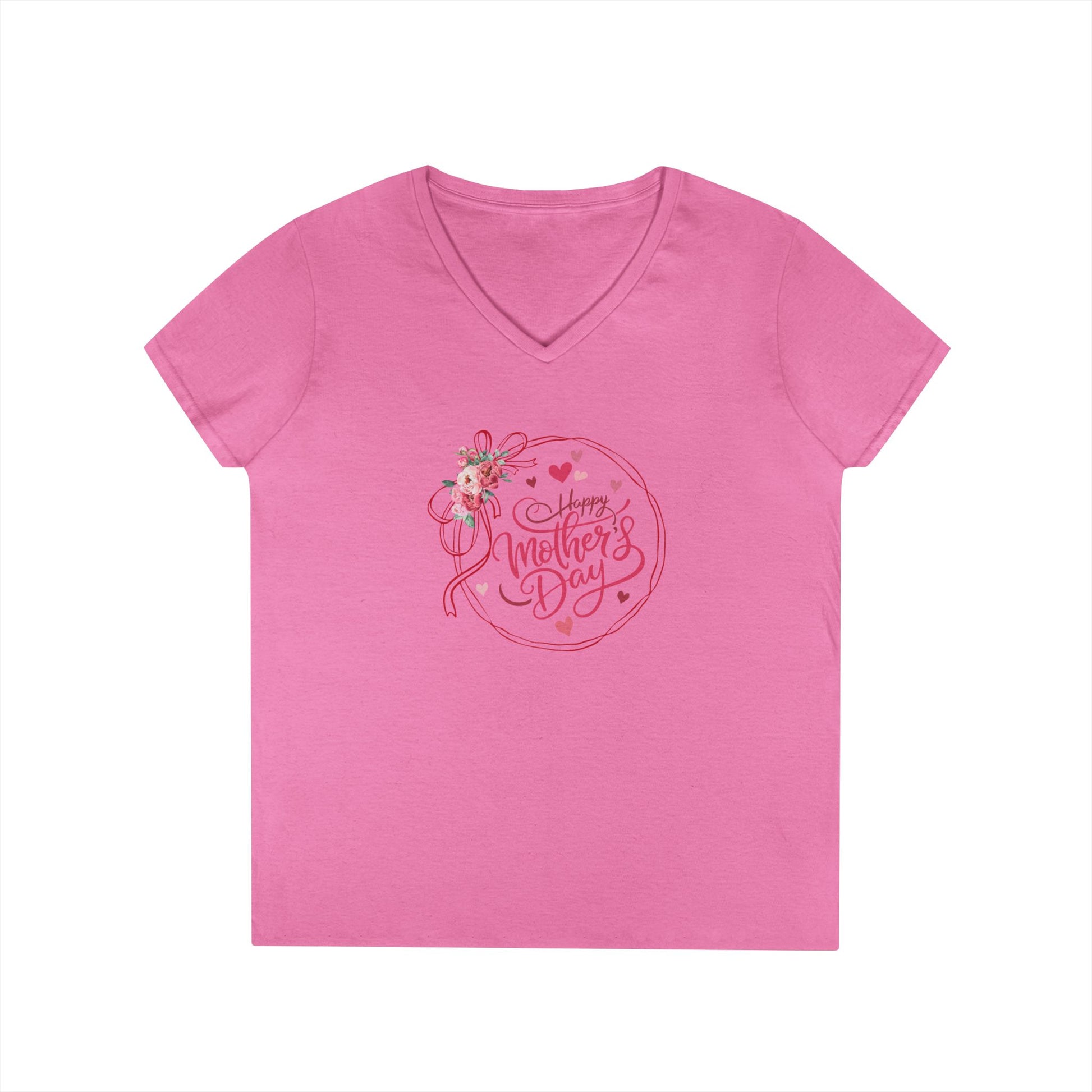 Happy Mother's Day Peonies V-Neck T-Shirt - Whippie's