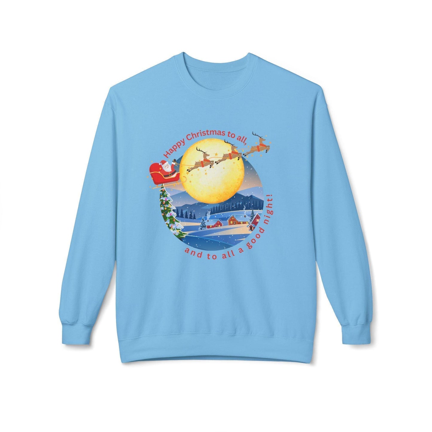 🎅 Happy Christmas to All! 🌕 Unisex Fleece Sweatshirt ✨ Wishing you a magical Christmas Eve! - Whippie's