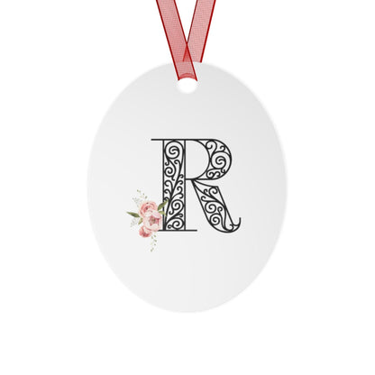 Floral Letters: Letter R - Metal Christmas Ornament - Whippie's