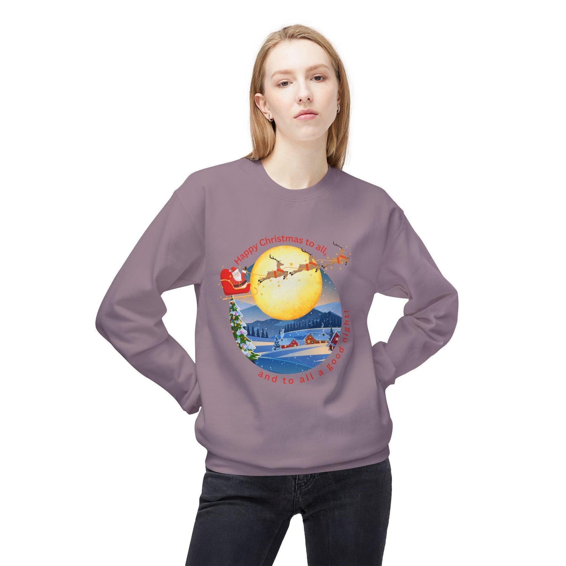 🎅 Happy Christmas to All! 🌕 Unisex Fleece Sweatshirt ✨ Wishing you a magical Christmas Eve! - Whippie's