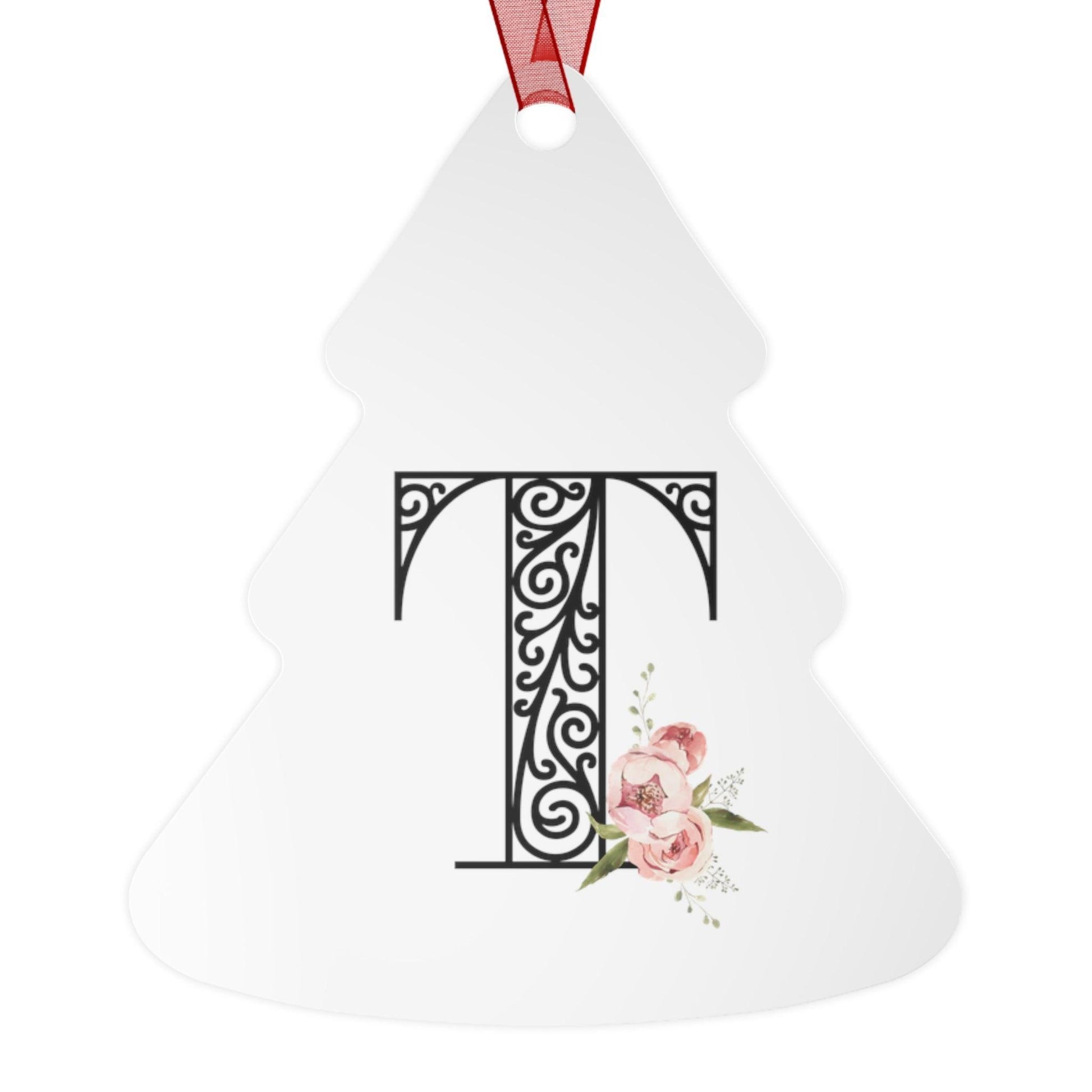 Floral Letters: Letter T - Metal Christmas Ornament - Whippie's