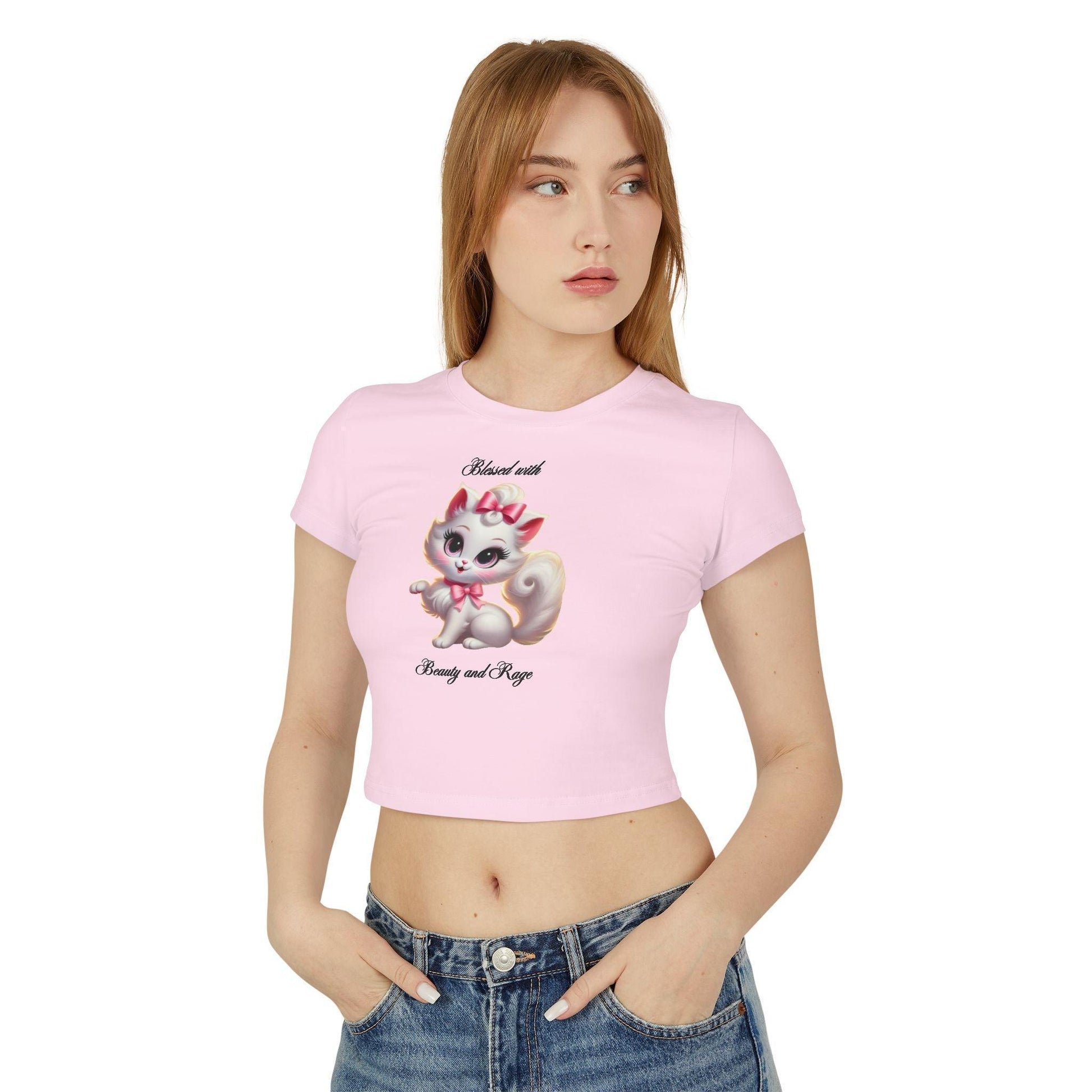 Blessed with Beauty & Rage - Women's Baby Tee 🐱 😈 - Whippie's