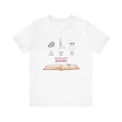 Nothing Beats Reading: Rock, Paper, Book Unisex Tee