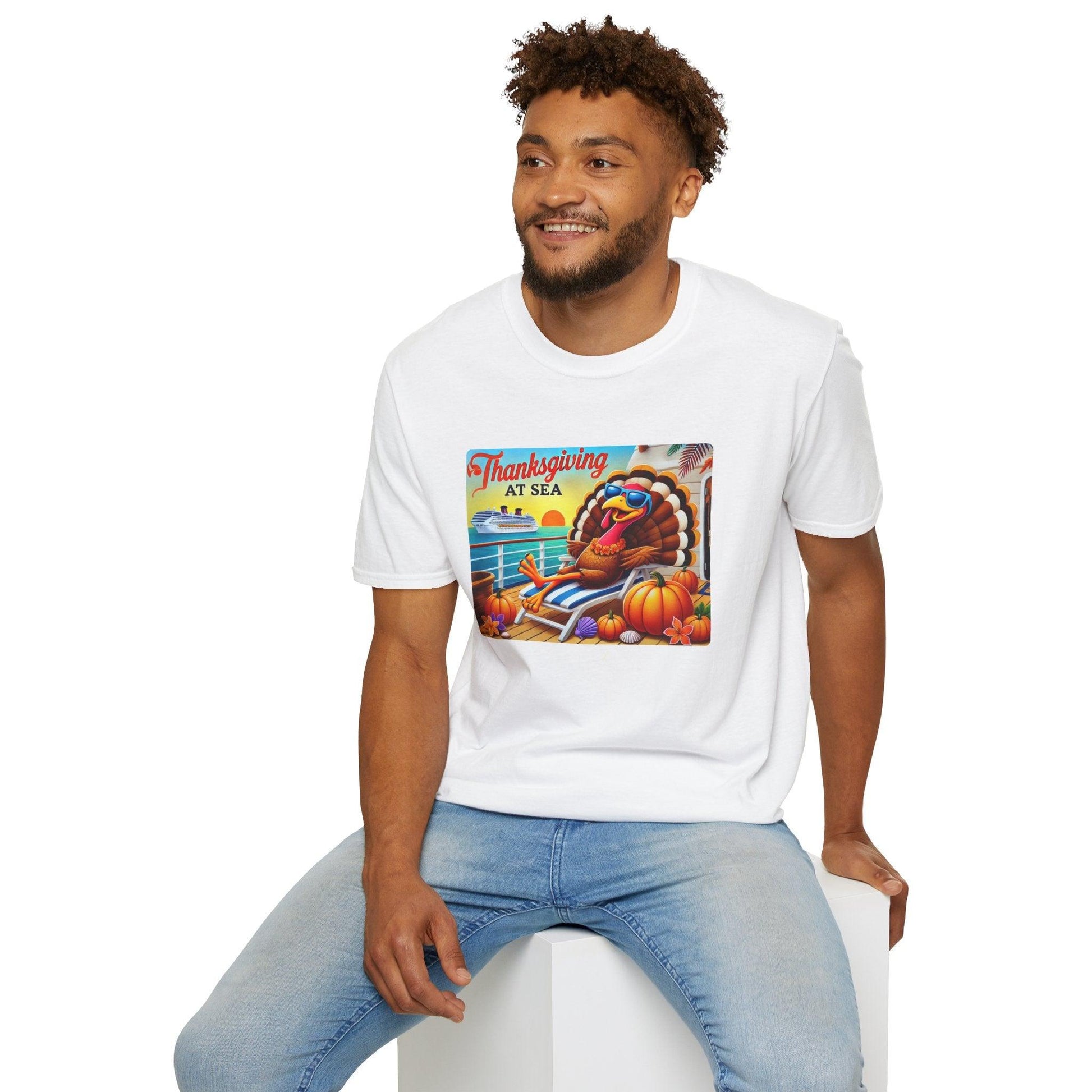 Turkey on Vacation - Gobble 'til You Wobble on the Open Seas! 🦃🚢 Unisex T-Shirt 🍂 - Whippie's