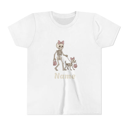 Pink Bow Halloween Friends Youth Tee - Personalizable