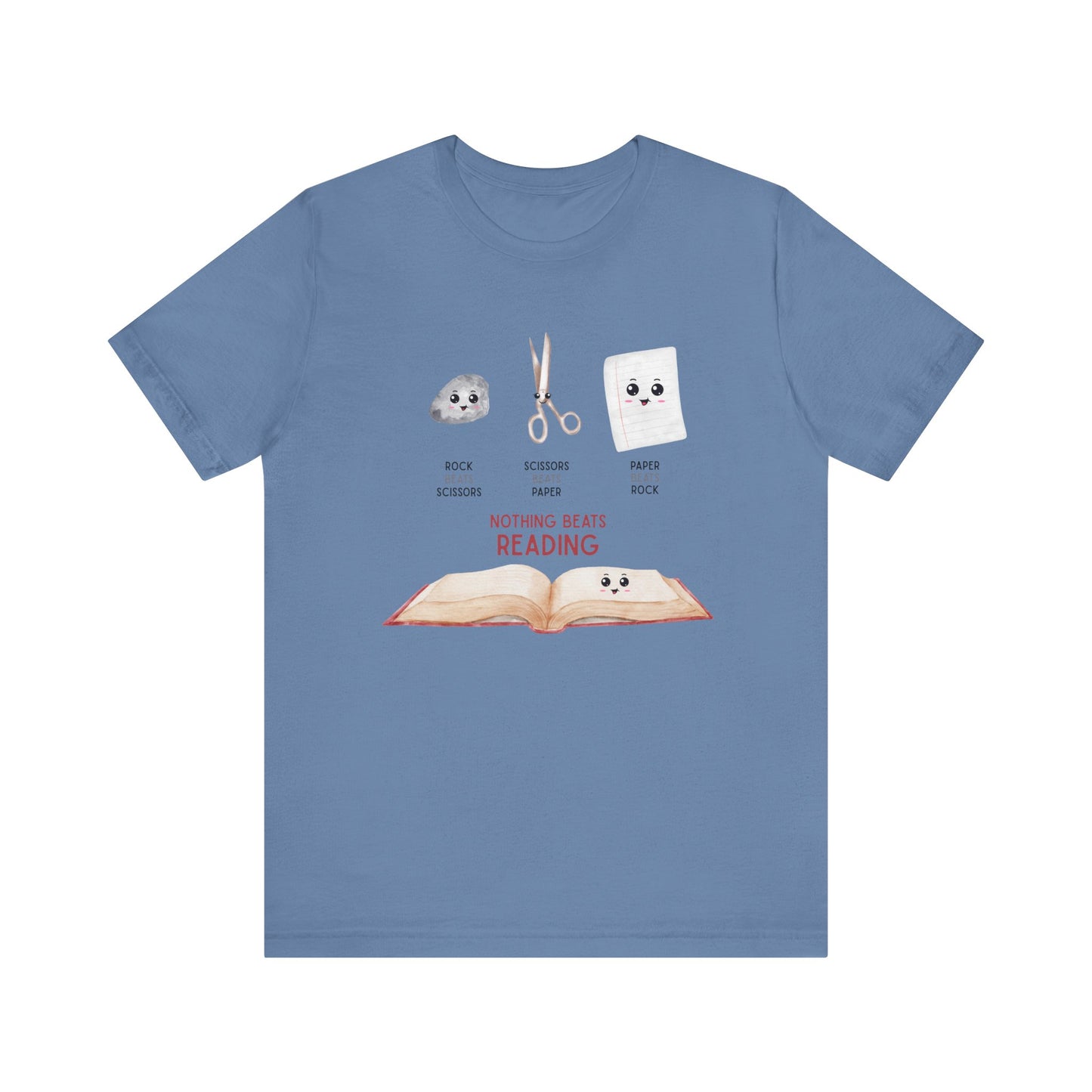 Nothing Beats Reading: Rock, Paper, Book Unisex Tee