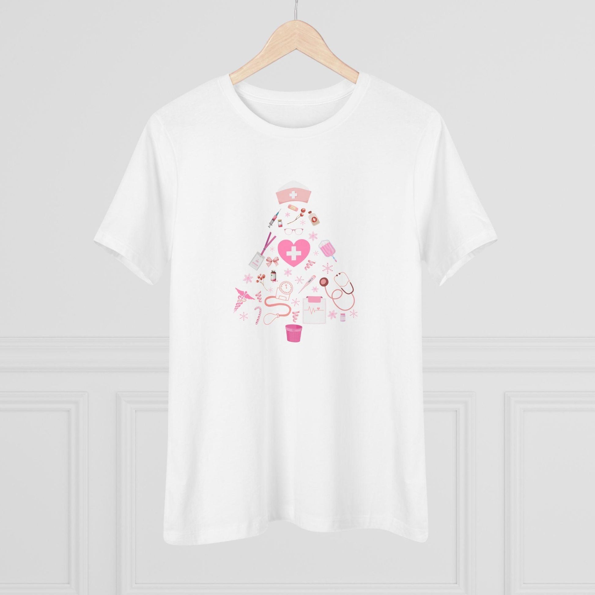 💖 Nurse's Pink Christmas Tree 💖 - Women's Softstyle T-shirt - Whippie's