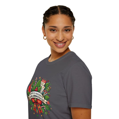 Santa's Favorite School Administrator Unisex Tee 🍎🎅 - Whippie's