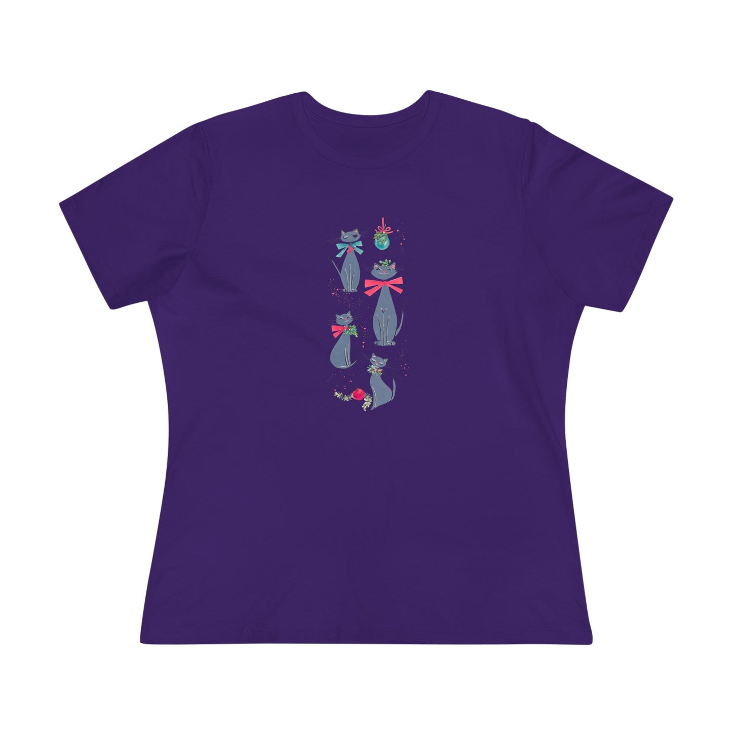 Vintage Christmas Cats Women's Tee - A Purr-fect Holiday Look!