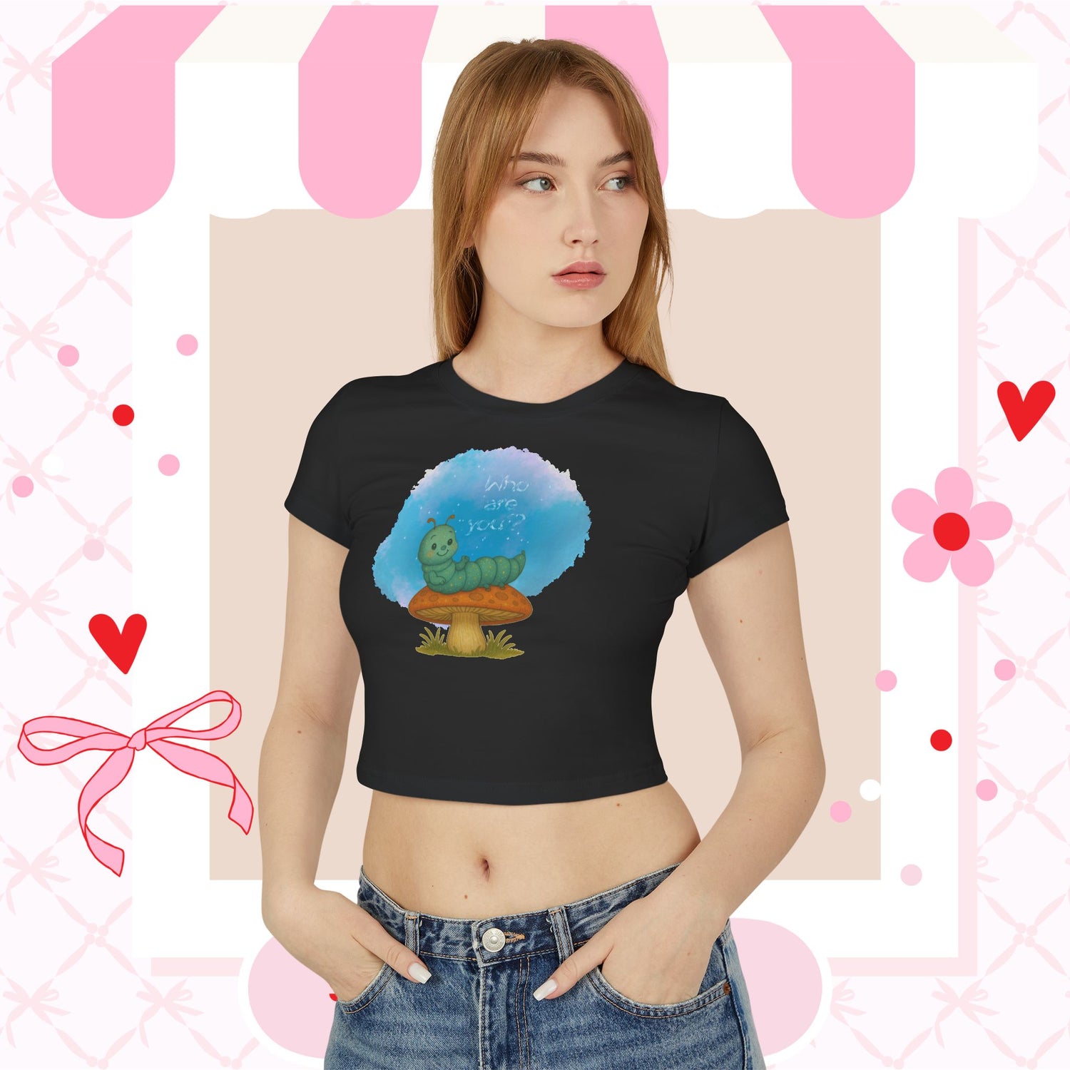 ✨ Who Are You? Cute Sparkly Caterpillar Baby Tee ✨ - Whippie's