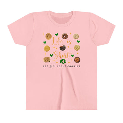 Life is Short, Eat Girl Scout Cookies Youth Tee 🍪❤️ - Whippie's