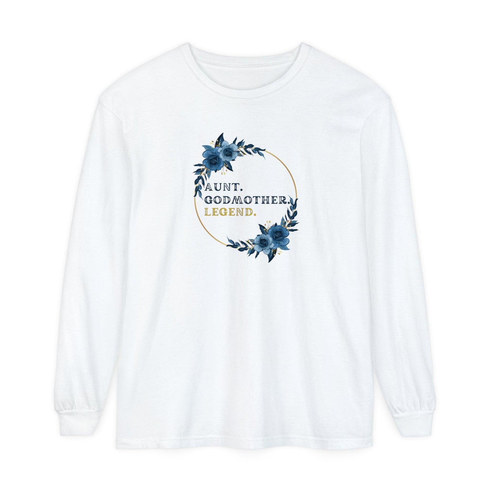 💐 Aunt. Godmother. Legend. Unisex Garment-Dyed Long Sleeve T-Shirt 👑 - Whippie's
