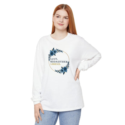💐 Aunt. Godmother. Legend. Unisex Garment-Dyed Long Sleeve T-Shirt 👑 - Whippie's