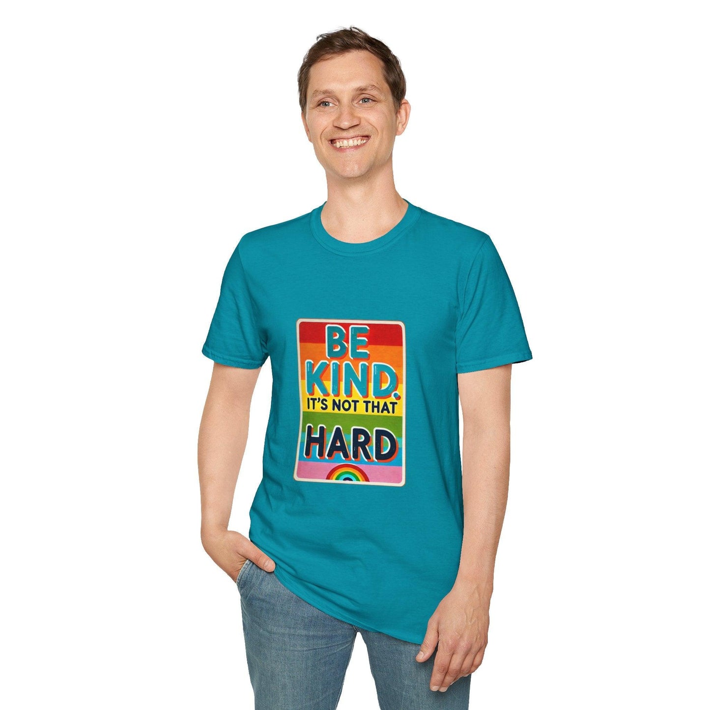 Be Kind, It's Not That Hard 🌈✨ - Spread Kindness in Style! 💖 - Unisex Softstyle T-shirt - Whippie's