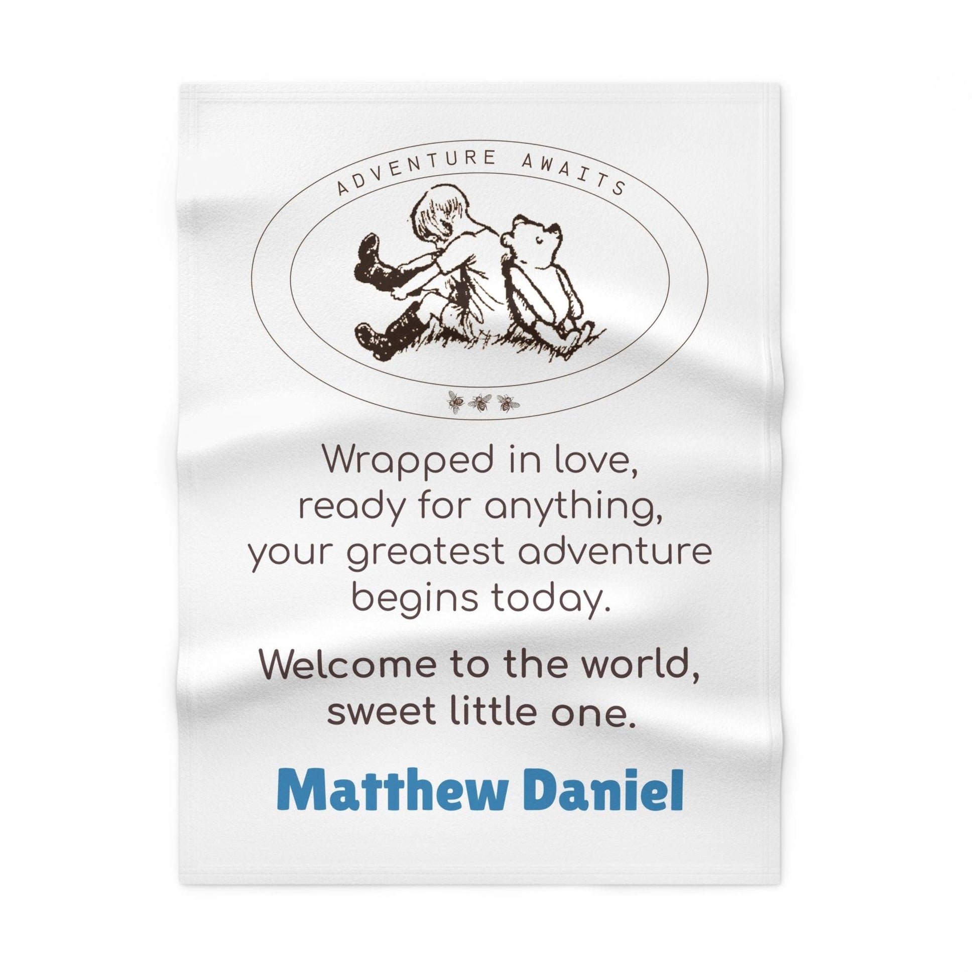 Adventure Awaits Classic Winnie the Pooh 🍯✨ Soft Fleece Baby Blanket - Personalizable - Whippie's